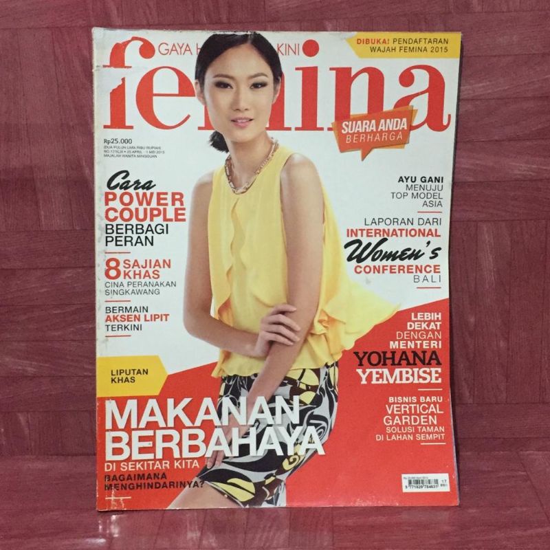 Majalah Femina No. 17/XLIII,Tahun 2015, Cover Ayu Gani
