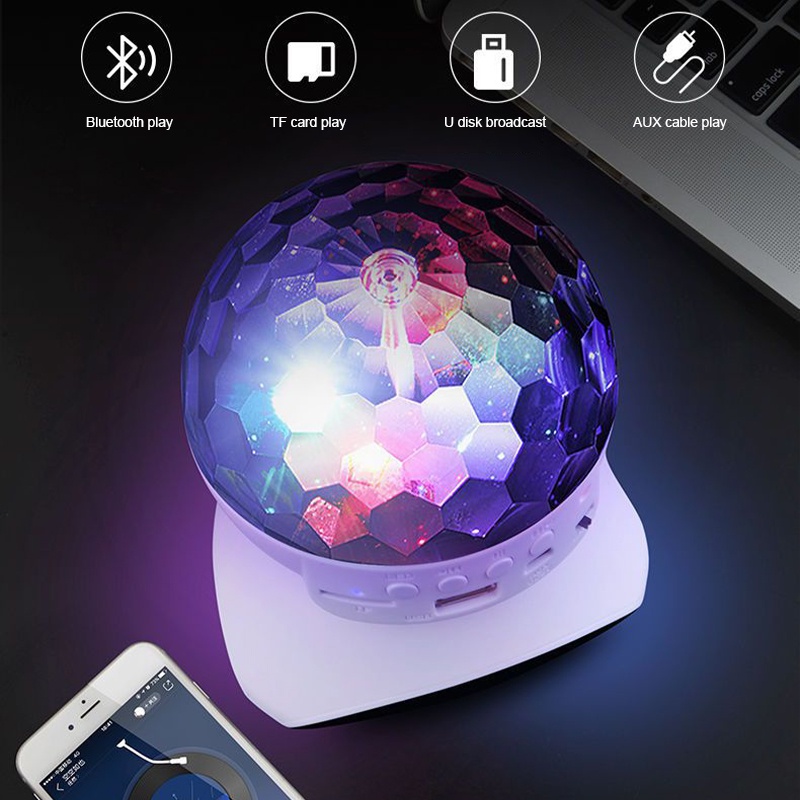 ♥Ready Stock♥Lampu proyeksi speaker mikrofon Bluetooth dengan lampu disko LED lampu disko nirkabel