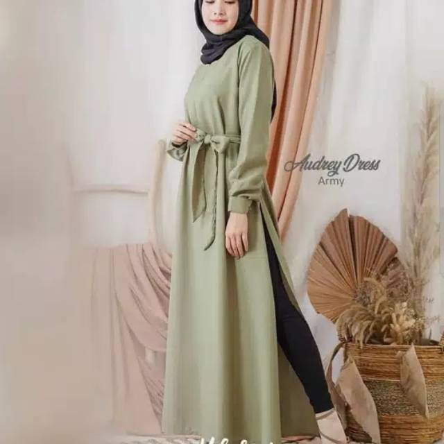 GAMIS AUDREY BELAHAN DRESS MOSCREPE PREMIUM