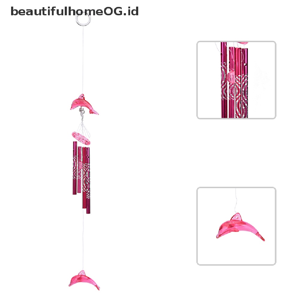 // beautifulhomeOG.id // Dolphin Creative Crystal 4 Metal Tubes Windchime Wind Chime Home Decor  **