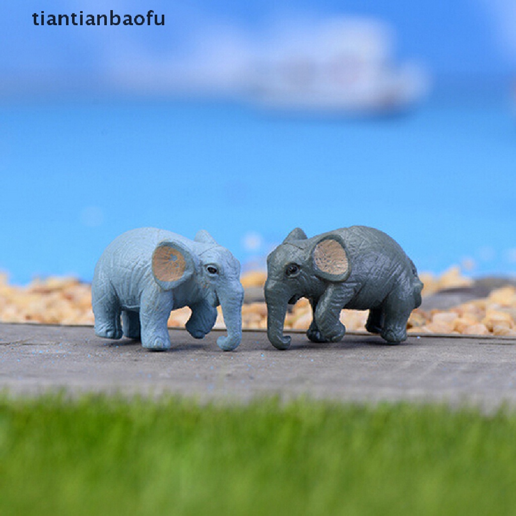 2 Pcs Miniatur Gajah Untuk Dekorasi Rumah Boneka
