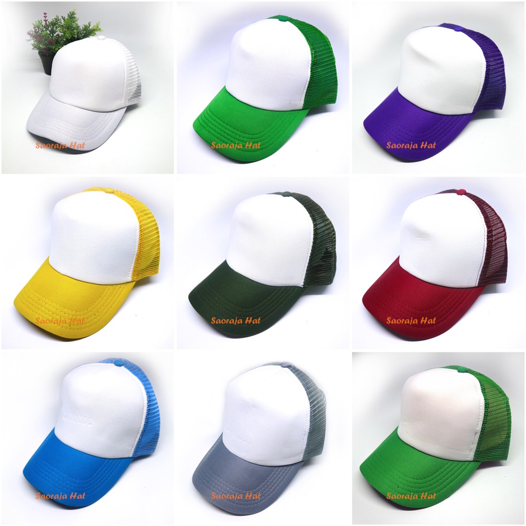 Topi Jaring / Trucker Polos Kombinasi  warna