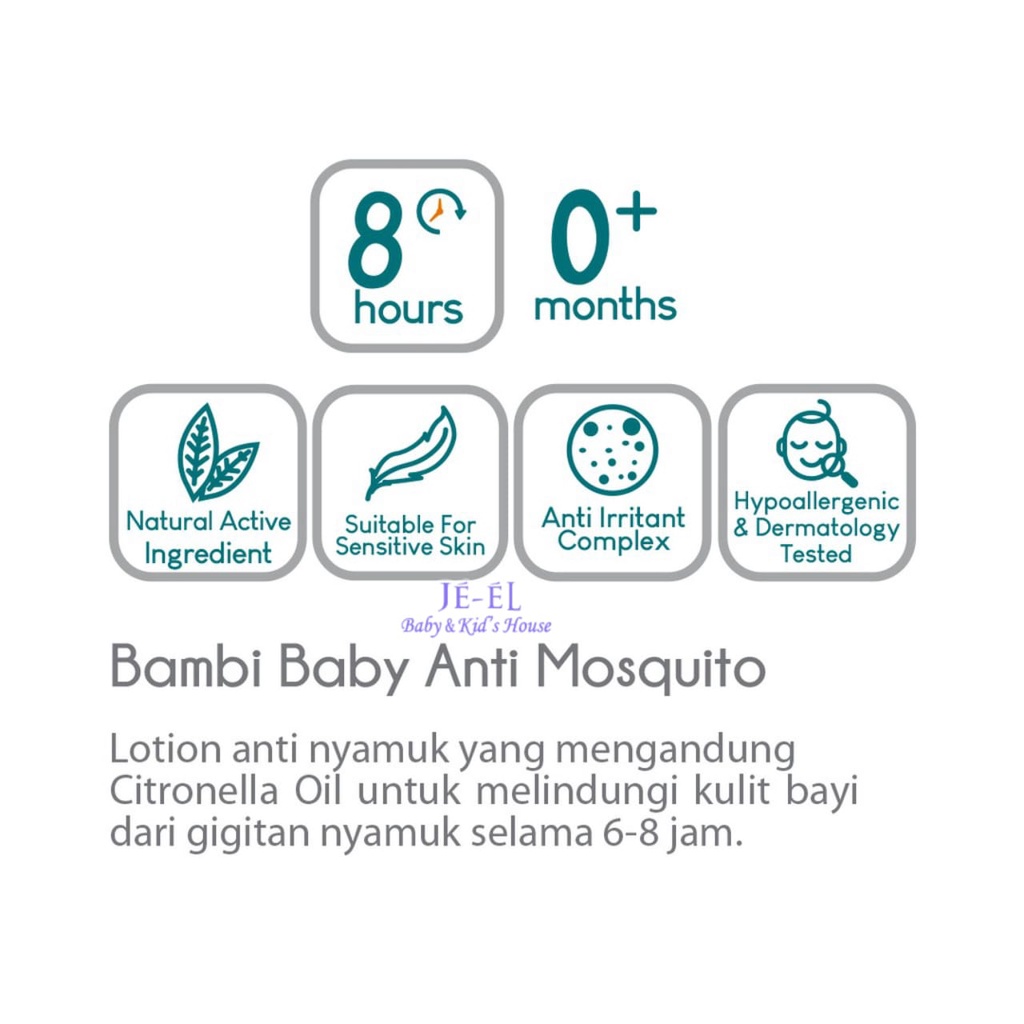 Bambi Baby Anti Mosquito Lotion with Citronella Oil &amp; Anti Irritant Complex 50ml/Lotion Anti Nyamuk Bayi