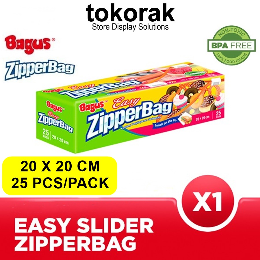 BAGUS ZIPPERBAG EASY SLIDER 25'S 20 X 20 CM ZIPLOCK ZIPPER BAG