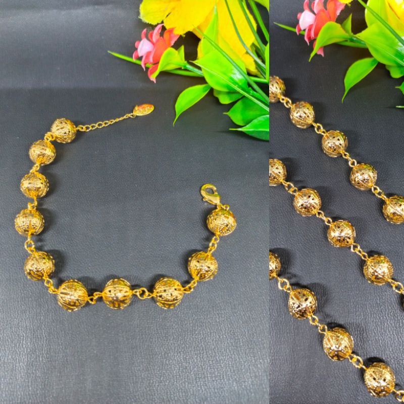 gelang Cuping Yaxiya warna emas motif bola