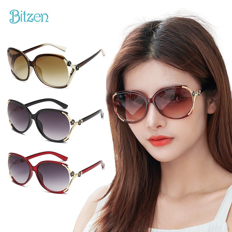 Bitzen Kacamata Hitam Wanita Ulzzang Aviator Frame Sunglasses Polarized