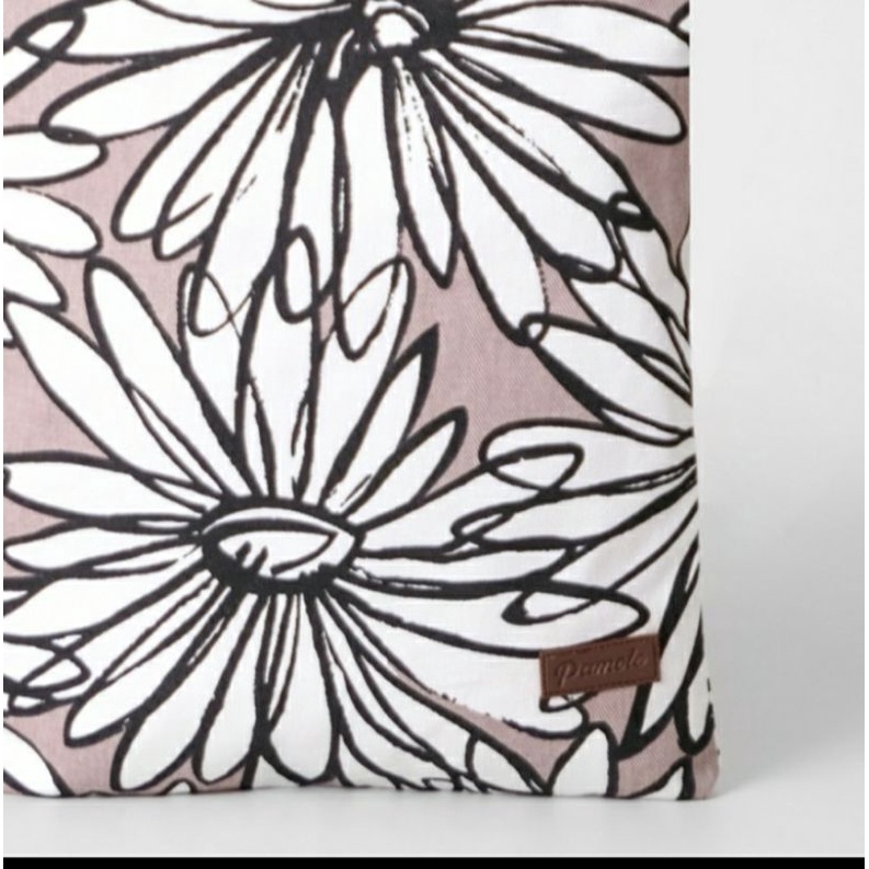 Pamole-Tas Tote Bag Bahan Kanvas Motif Penutup Resleting-Brown Flower