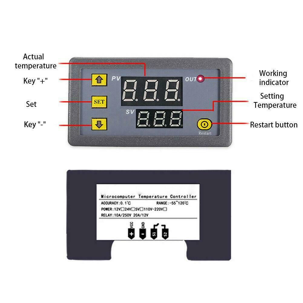 Digital LCD Thermostat Temperature Controller Meter Regulator W3230 AC220V