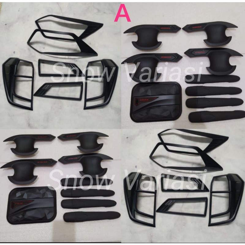 Paket Garnish Depan Belakang Outer Handle Tank Cover Calya Sigra TRD 2016 2022 2023 Hitam Chrome