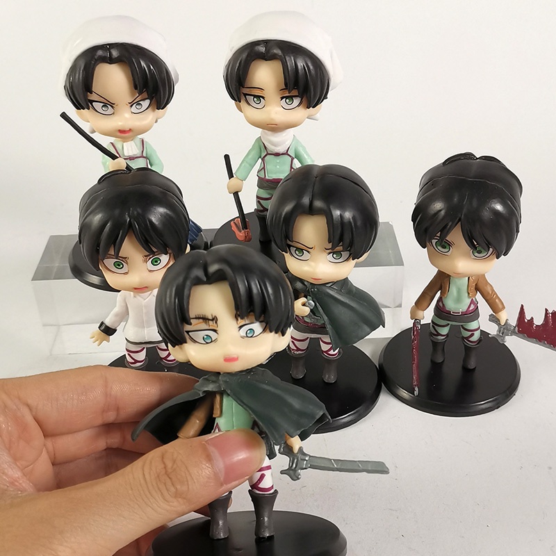 Figure Attack on Titan Eren Yeager Levi Ackerman set 6 pcs