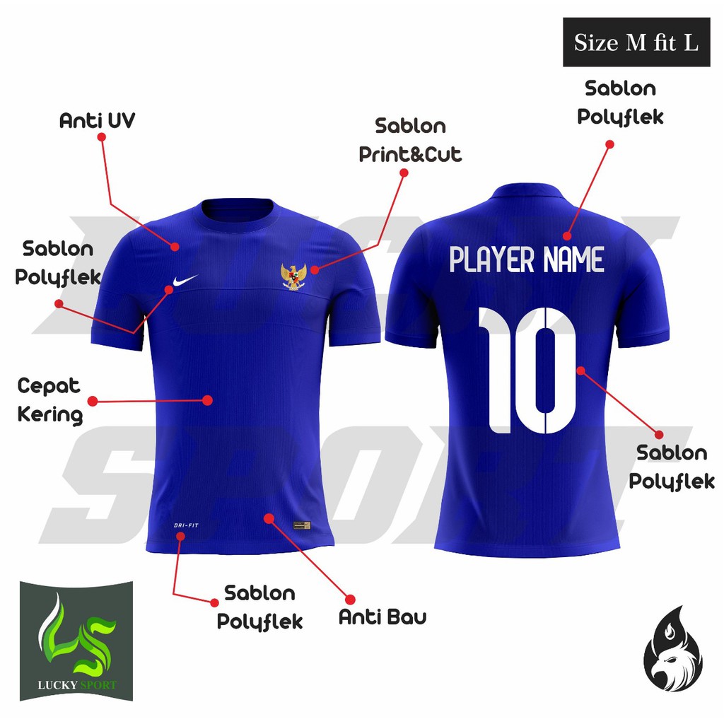 Kaos Jersey baju olahraga bola futsal training garuda PAKAI NAMA+NO Suka suka