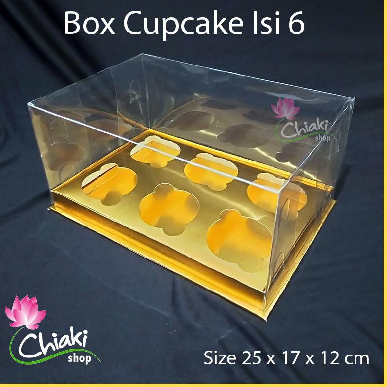 

【murah】 Box Mika Cupcake isi 6 Gold uk 25 x 17 x 12 cm Donat Dus Kue Kardus Emas Muffin Cake Pudding
