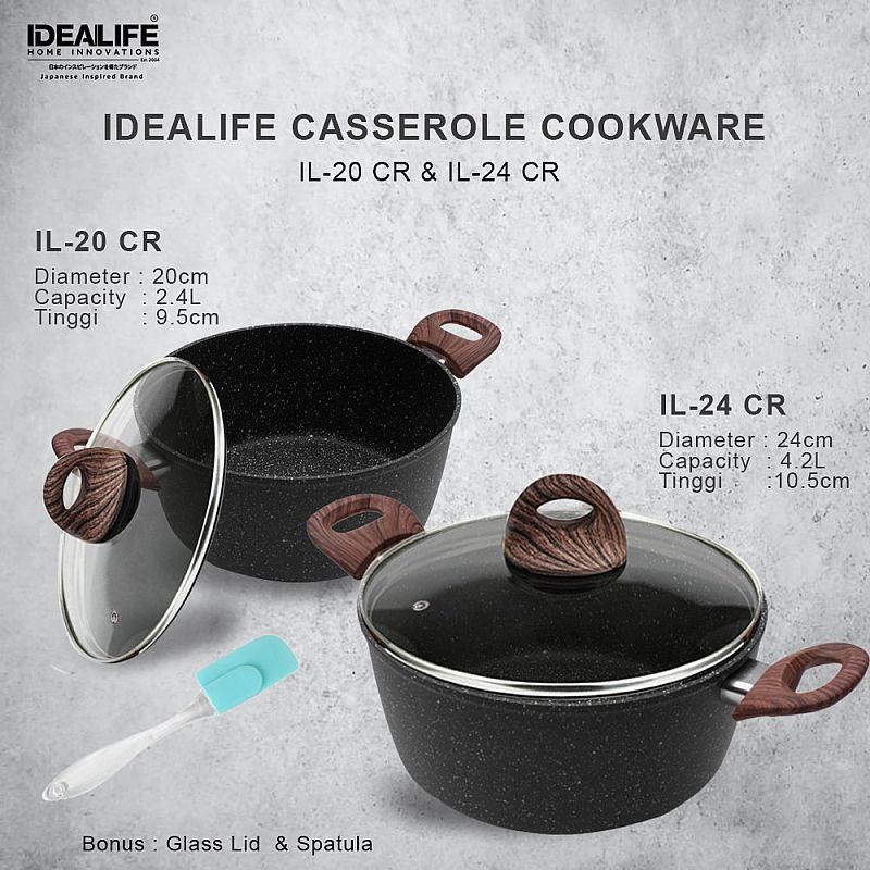 IDEALIFE - Casserole Cookware - Panci Casserole (24cm) - IL-24CR
