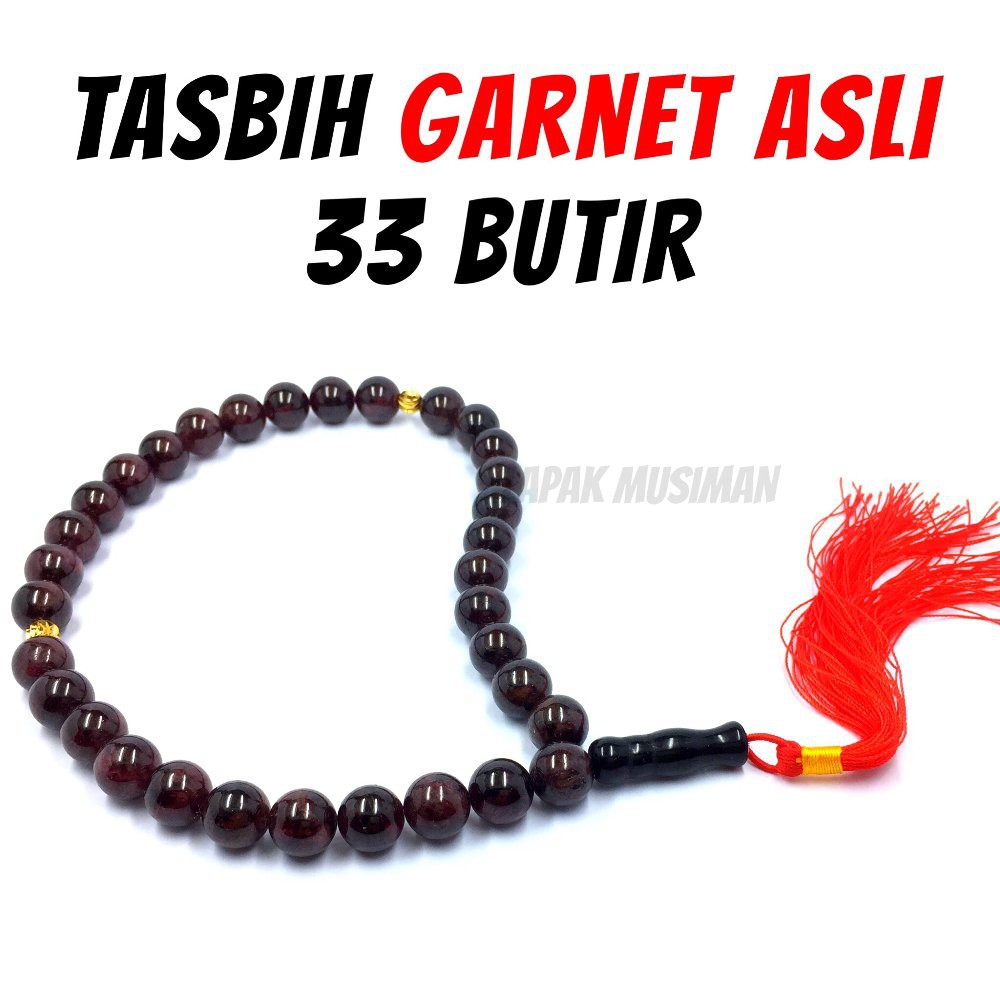 [Bayar di Tempat] Tasbih Batu Garnet Asli Natural 33 Butir