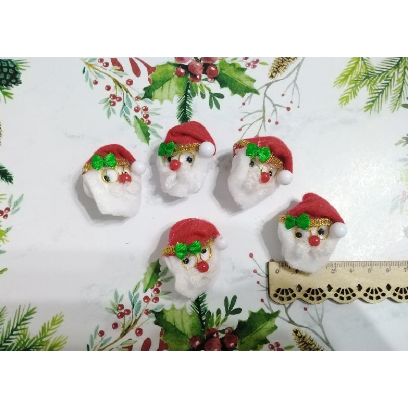 Hiasan natal kepala sinterklas / Santa Claus per lusin