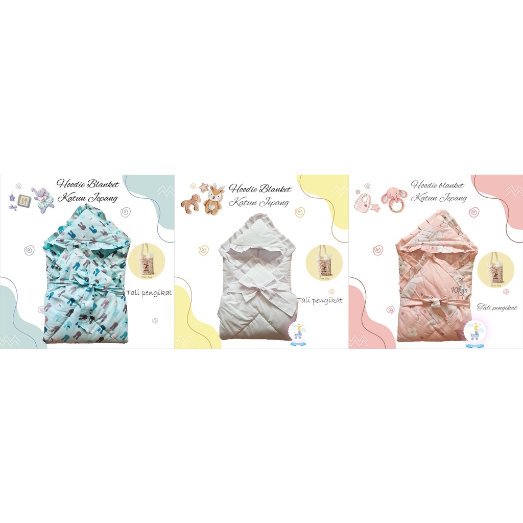 Hoodie blanket katun jepang / selimut bayi / baby blanket kikyo