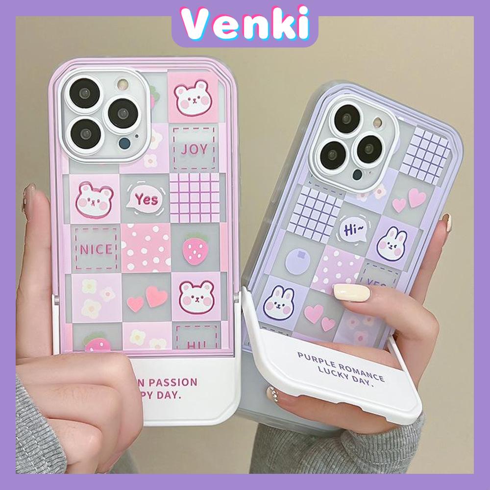 iPhone Case Acrylic Invisible Folding Stand Silicone Soft Case Airbag Shockproof Camera Cover Bear Cute Cartoon Compatible For iPhone 11 Pro Max 13 Pro Max 12 Pro Max 7Plus XS Max