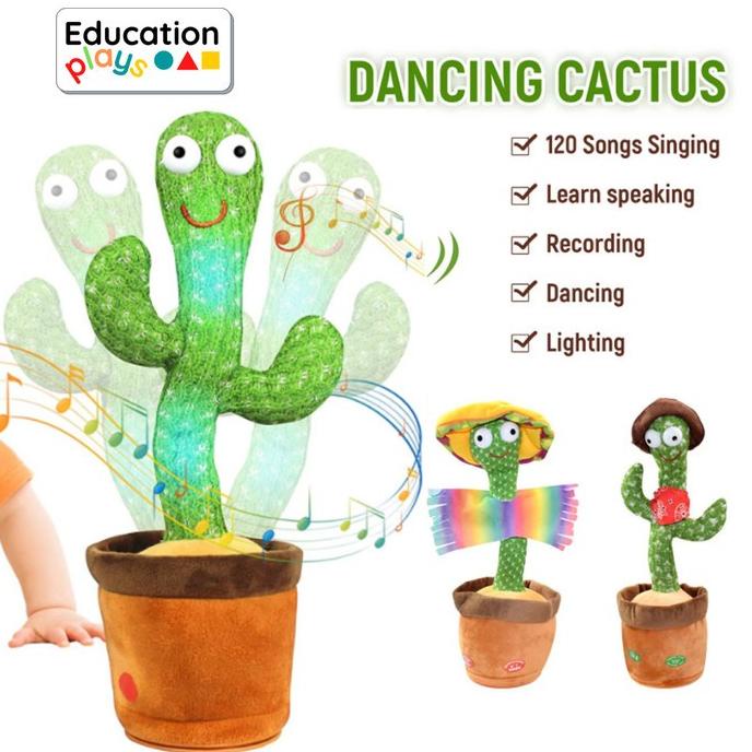 Boneka Kaktus Goyang dan Bicara Dancing Cactus Dancing Kaktus Bicara