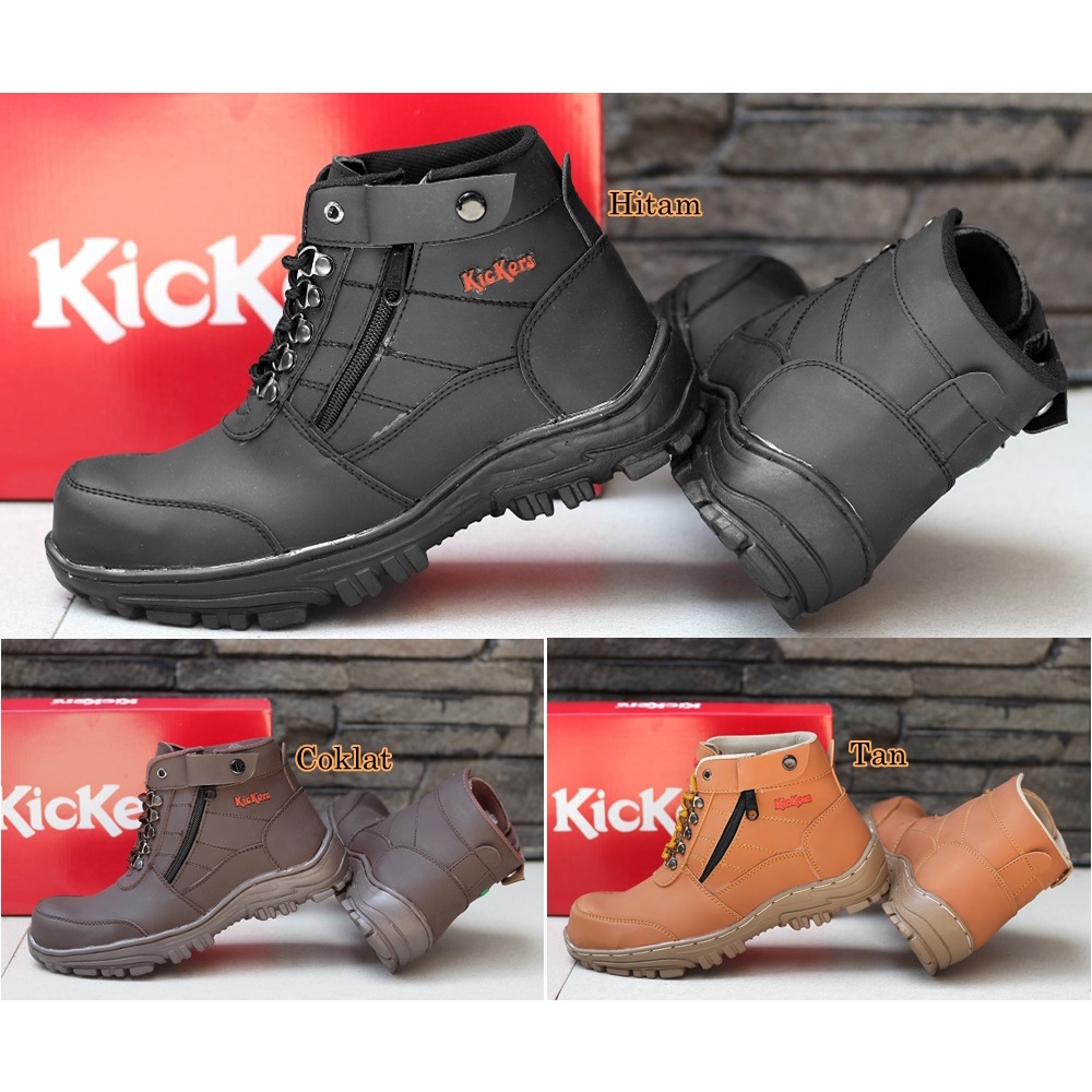 SEPATU SAFETY BOOTS PRIA KICKERS MORISEY UJUNG BESI RESLETING TOURING HIKING BIKERS MURAH -BISA COD