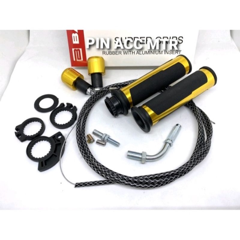 Handgrip Baracuda + Jalu Stang cnc + Kabel Gas 190cm 1 Paket Universal