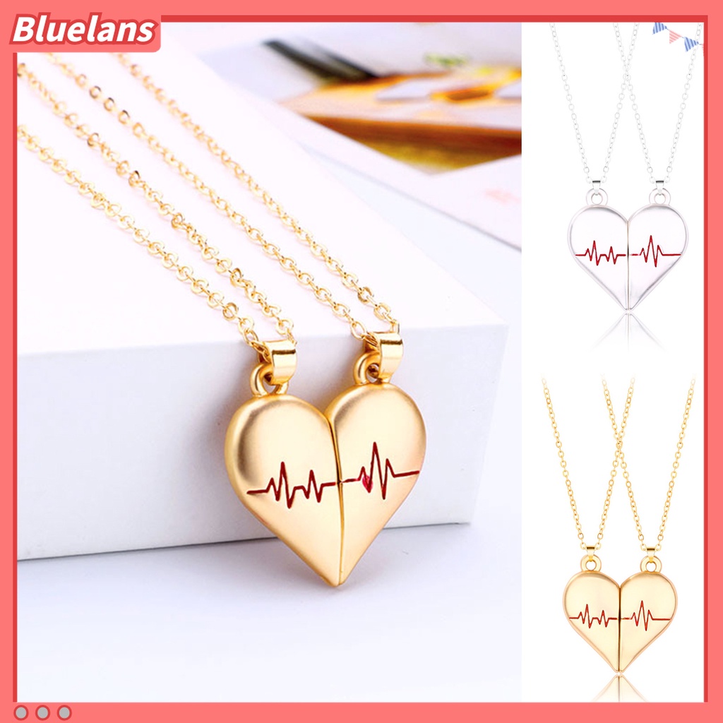 2pcs / Set Kalung Desain Puzzle Hati Bahan Alloy Electroplating Untuk Pasangan