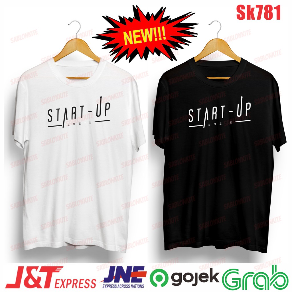 MURAH!!! KAOS START UP TULISAN SATU WARNA DRAMA KOREA Sk781 UNISEX COMBED 30S