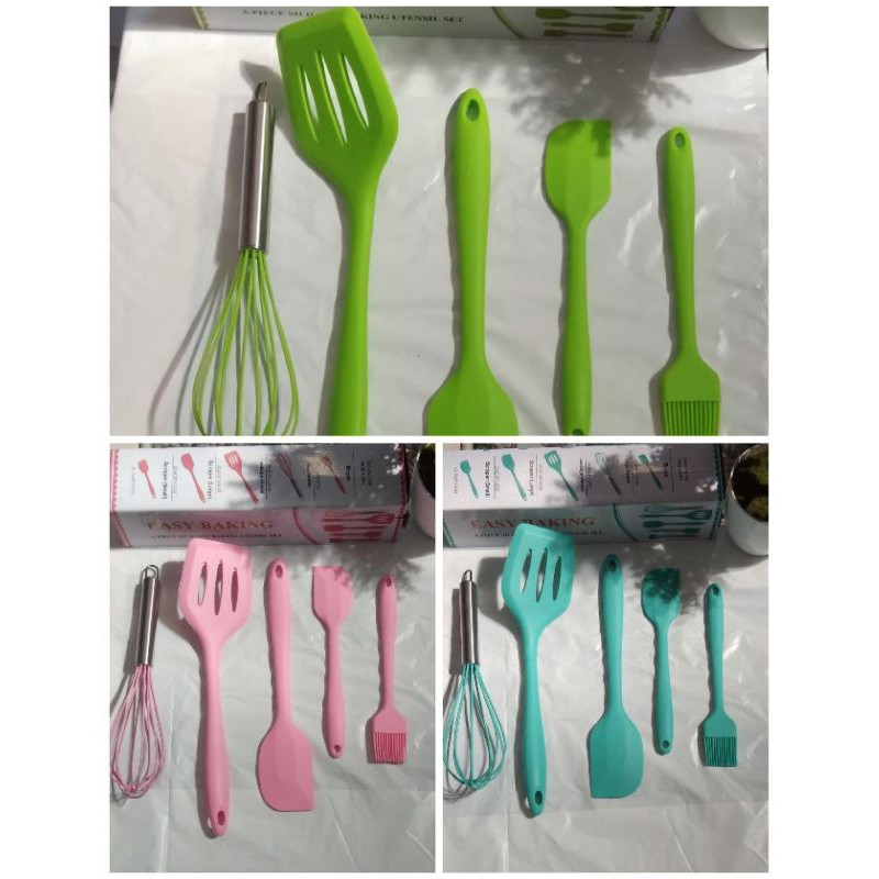 5pcs Spatula silikon lima Baking Utensils Heat-Resistant Silicone Non-Stick Cooking Tools