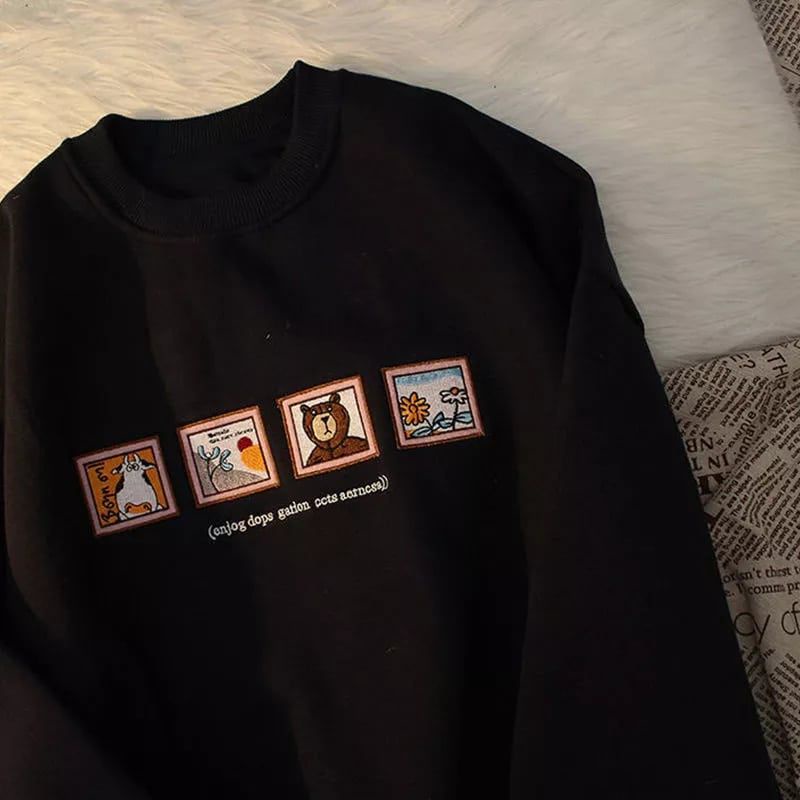 1 ENJOG DOPS SWEATSHIRT SWEATER BASIC CREWNECK OVERSIZE WANITA | SWEATSHIRT WANITA | SWEATER PULLOVER ATASAN CEWEK FLEECE TEBAL HALUS KOREAN KEKINIAN-1