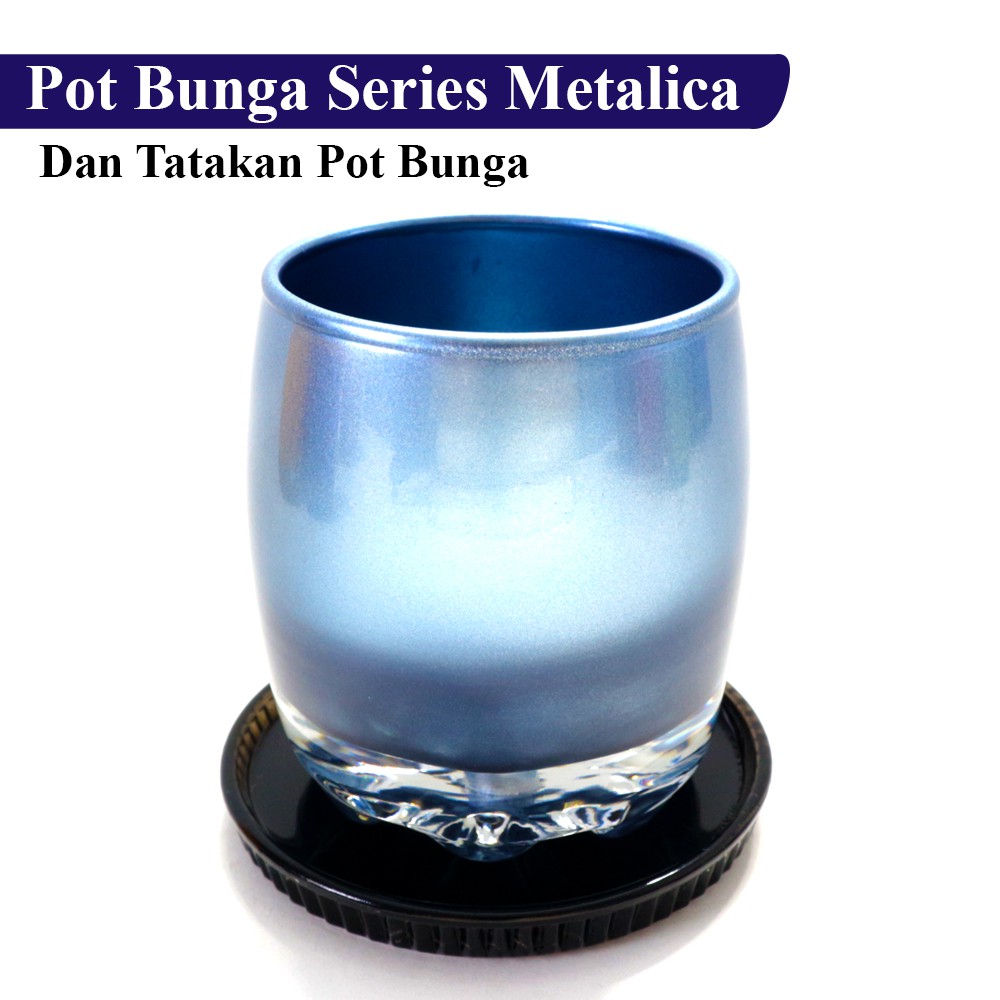 FM - Pot Mini Bunga + Tatakan Kaca Premium 6 cm Series Metalica