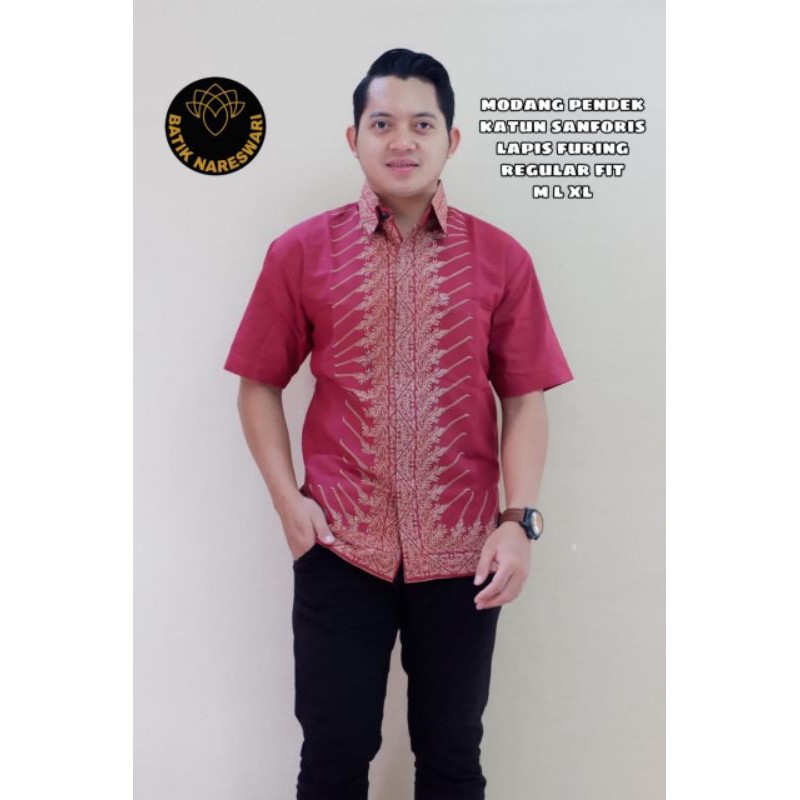 MODANG MERAH.Kwmeja Batik Pria Modern