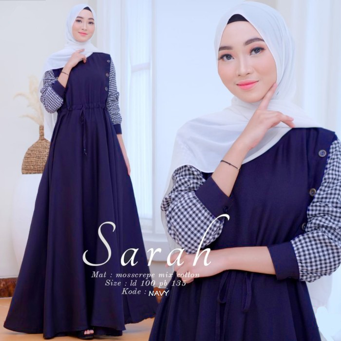 Baju Gamis Wanita Muslim Terbaru SARAH Dress cantik Murah kekinian NS 49