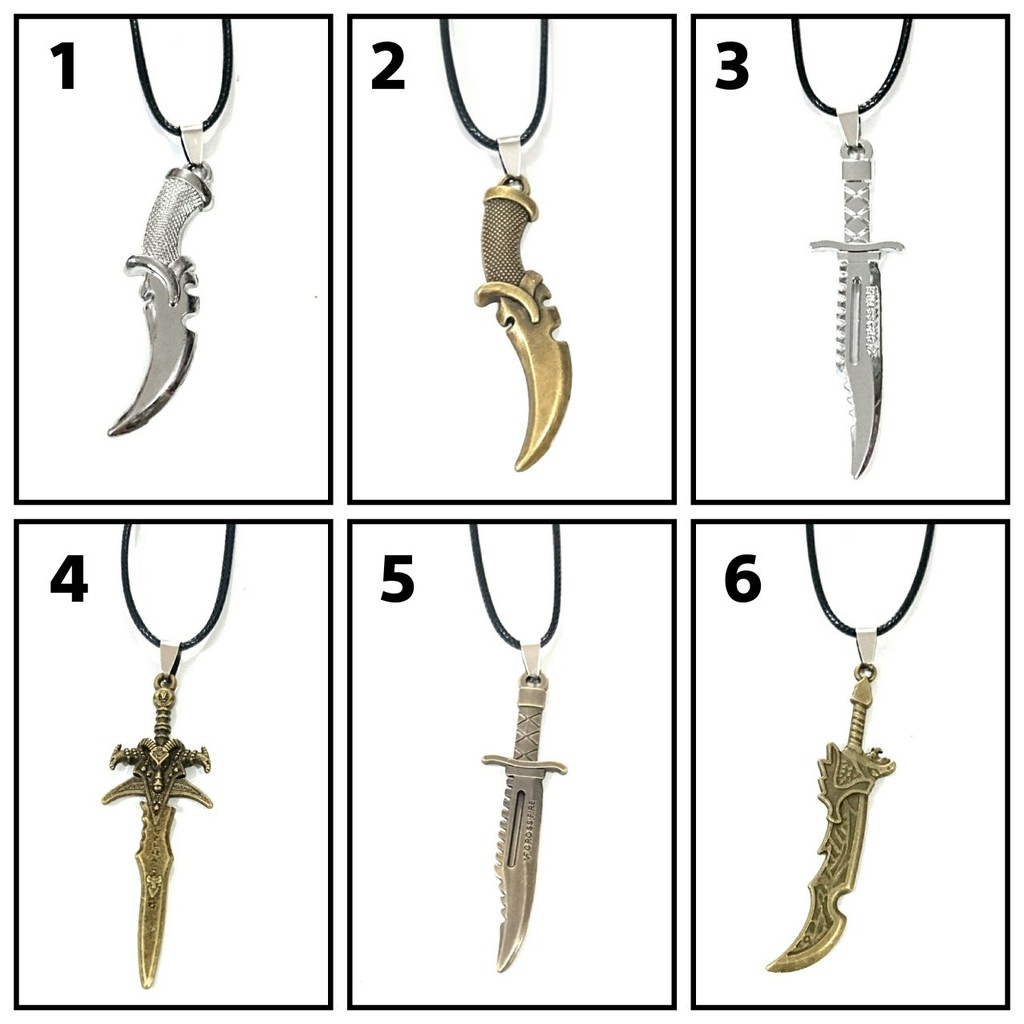 kalung cowok pedang sword metal dagger