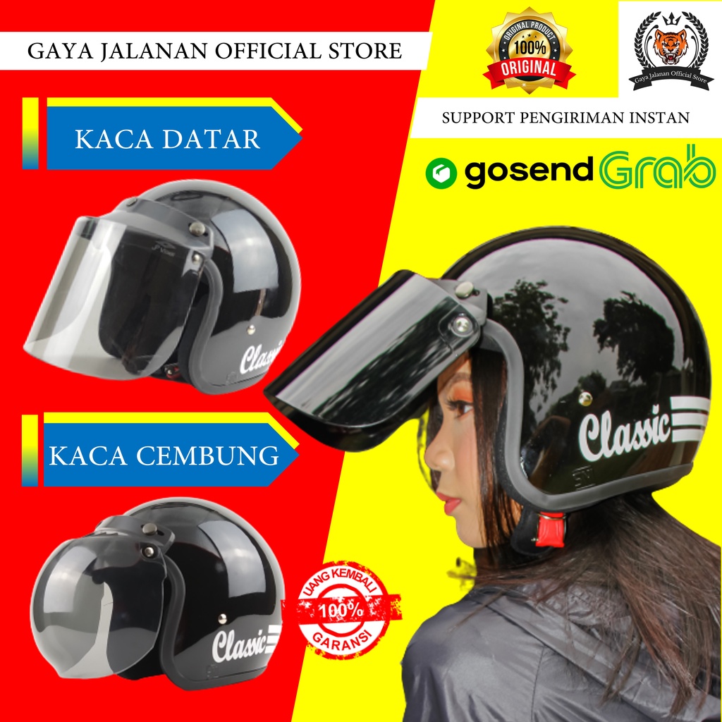 Helm Bogo Retro Pria Wanita Dewasa Remaja Helem SNI Half Face Classic  Motor Cewek Cowok Terbaru A11