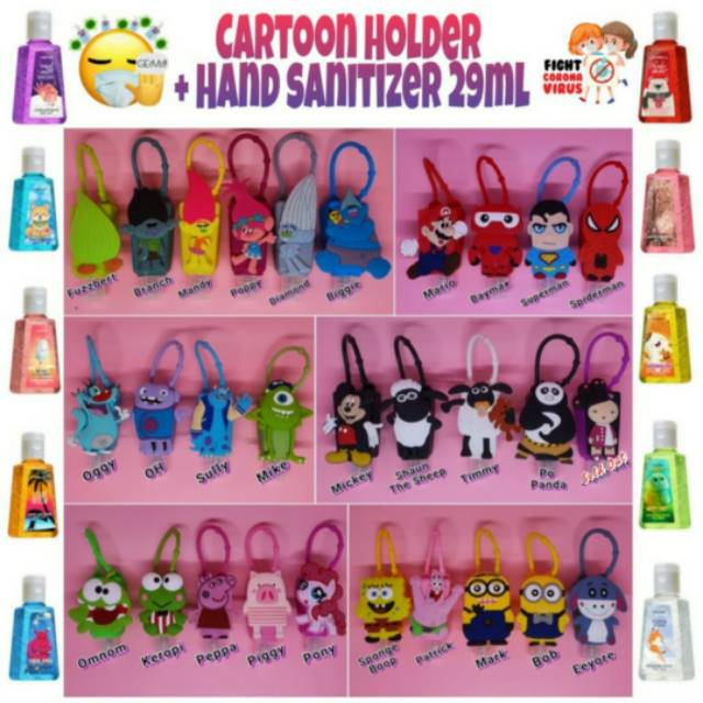 Cartoon Holder with Hand Sanitizer Pockbac 29ml / Fashion Hand Sanitizer Gantungan Tas