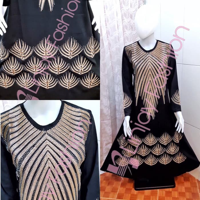 Order Langsung Gamis Hitam Bordir Terbaru - Abaya Arab Hitam - Gamis Arab Terlaris