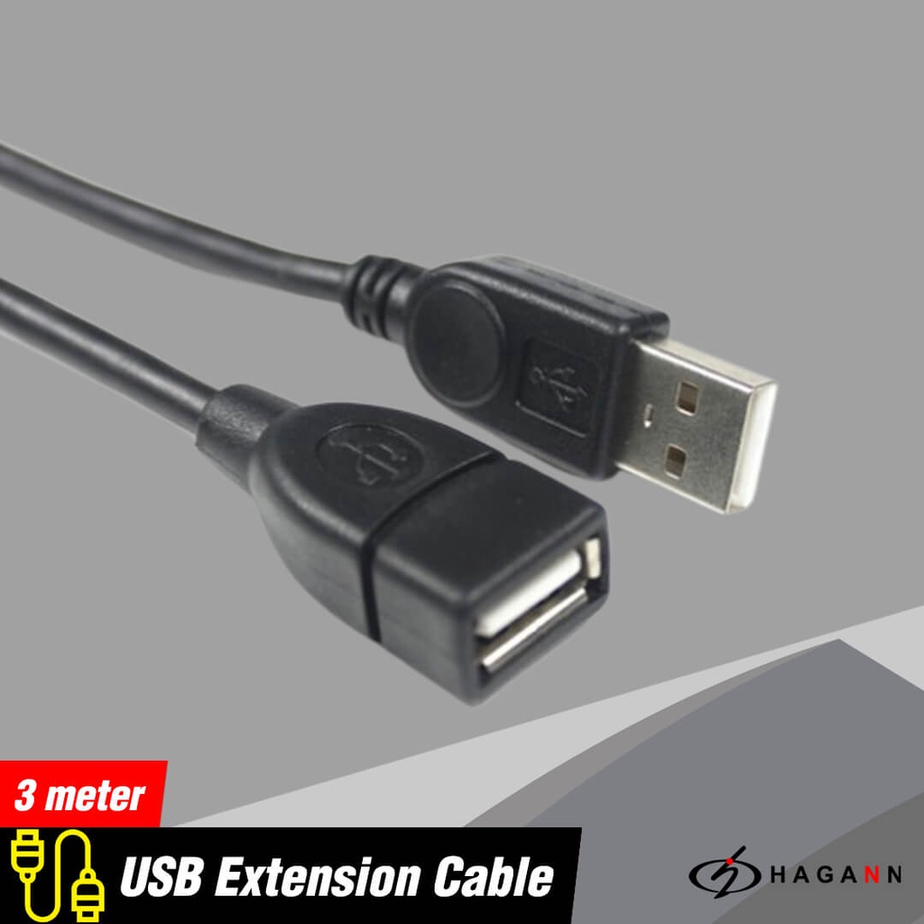 Kabel USB 2.0 Male to Female Extension Sambungan Perpanjangan 3M Cable 3 Meter Extention