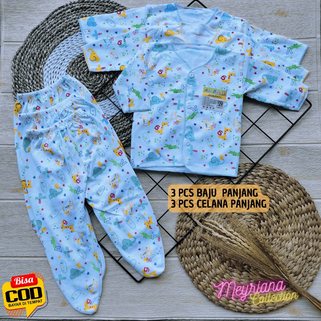 Paket Lengkap Hemat Kelahiran Baju Celana Bayi Baru Lahir Motip Putih Jungle SNI 18 PCS