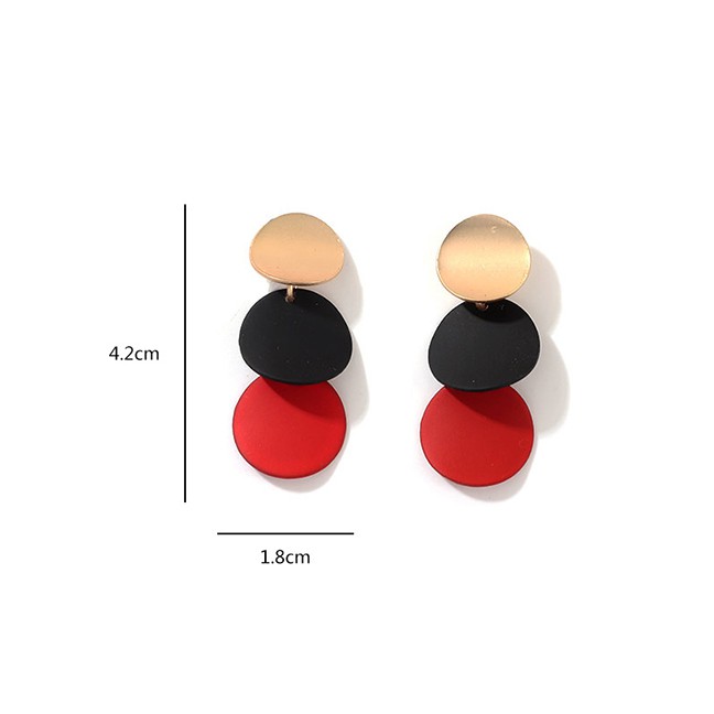 LRC Anting Tusuk Fashion Geometric Disc Painting Stud Earrings D46781