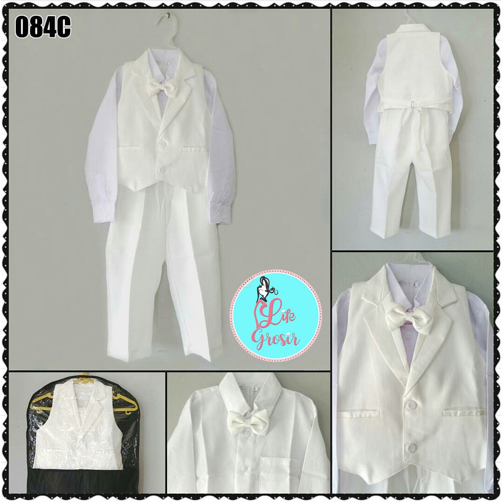 084C - SETELAN VEST ANAK 4IN1 / JAS ANAK / ROMPI ANAK PUTIH / TUXEDO ANAK (GOOD QUALITY PREMIUM)