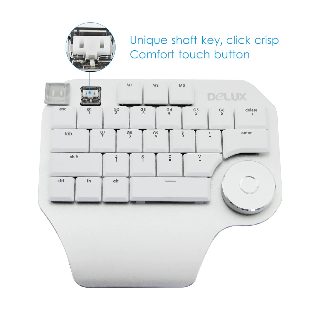 DELUX T11 BASIC Designer Single Hand Keyboard Keypad with Smart Dial