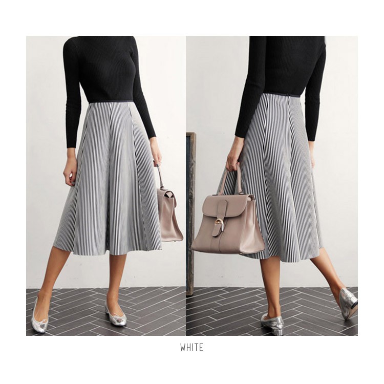 KARAKOREA 7-65 Stripe Space Cotton Skirt Rok maxi Rok midi Rok panjang Rok Kerja Rok Wanita/Rok Korea Skirt