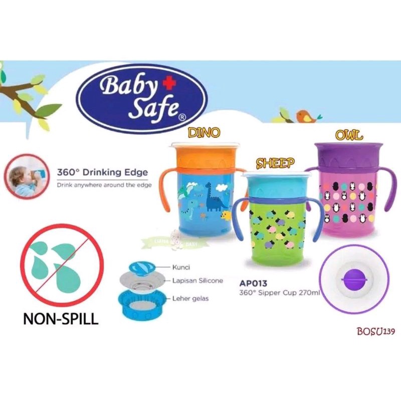 Babysafe 360 sipper cup with handle 270 ml Ap013/botol minum anak