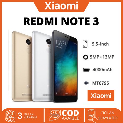 hp xiaomi redmi note 3 ram 3gb internal 32gb helio mediatek | handphone xiaomi note 3