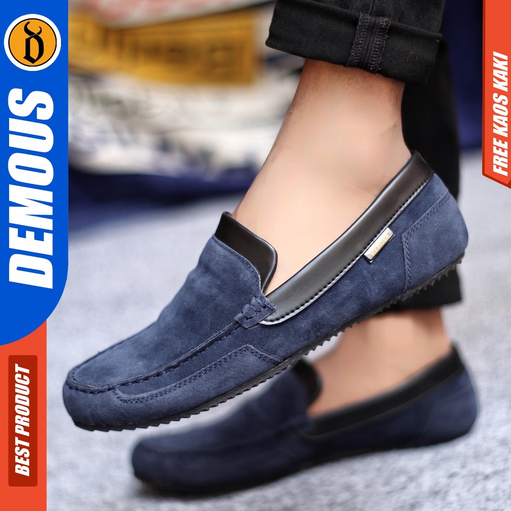 Demous Killian Sepatu Slip on Pria Santai Casual Formal Suede Kerja Hitam