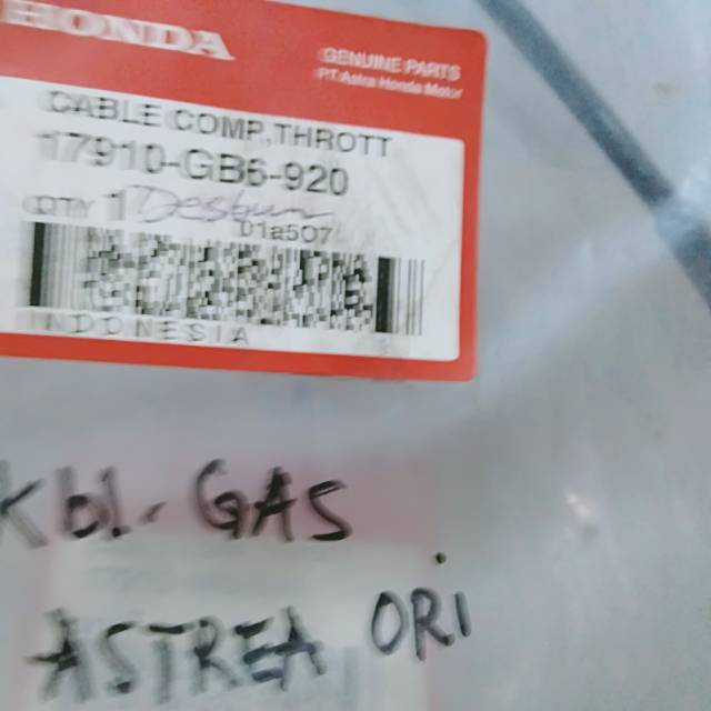 Throttle cable kabel gas Honda Astrea GB6ori
