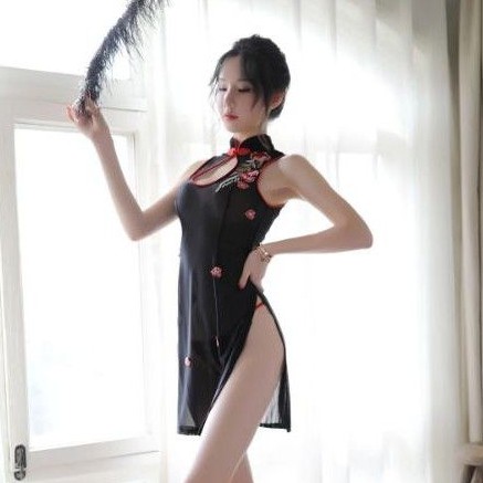 PREMIUM Cheongsam Qipao Shanghai China Dress Bordir Bunga Sexy Cosplay Lingerie Costume