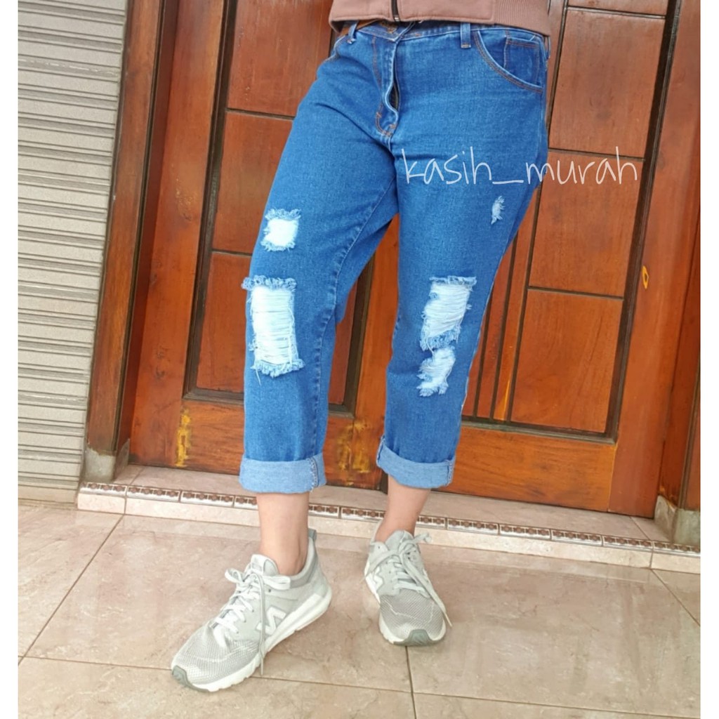 TERBARU 2021 Celana Boyfriend Sobek/Celana Panjang Wanita/Celana Jeans Murah