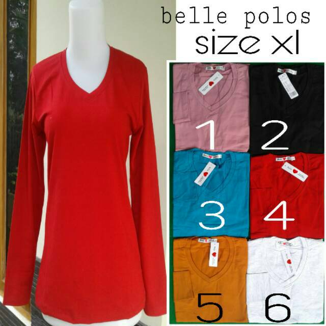 kaos polos V neck wanita panjang belle comfort wear