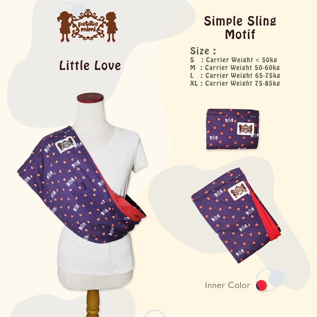 Petite Mimi Gendongan Kaos Simple Sling Motif Size M , L , XL