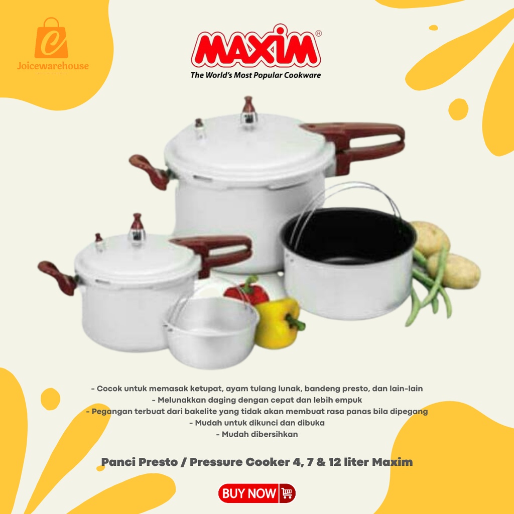 Panci Presto / Pressure Cooker 4 liter , 7 liter  Dan 12 liter Maxim